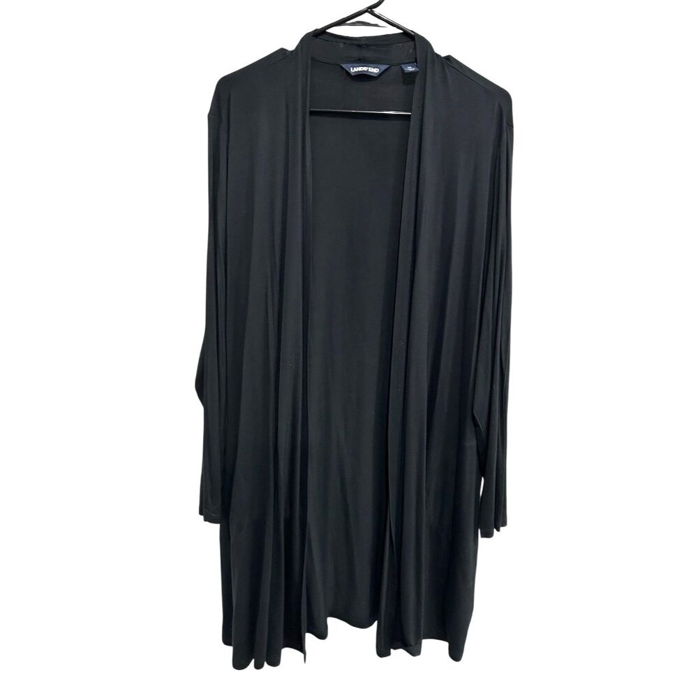Lands End Womens Black Open Cardigan Sweater Sz 1X 16W